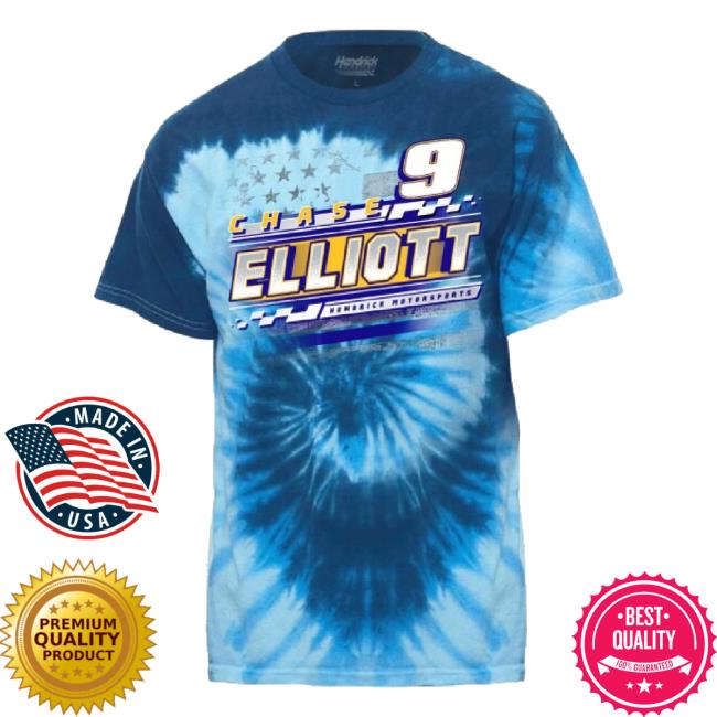 Original Chase Elliott #9 Blue Tie-Dye Patriotic Hoodie