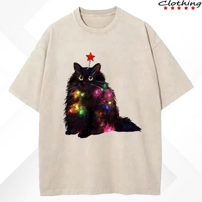 Tokyo-Tiger Merch Tokyo-Tiger Christmas Lights Cat Washed Unisex Sweatshirt