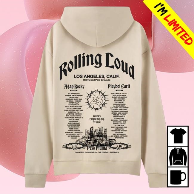 Rolling Loud Merch Cali 2025 Rl La 25 Ivory Lineup Sweatshirt