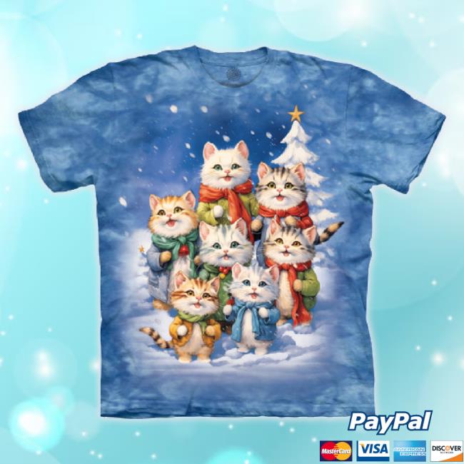 Official The Mountain Shop Caroling Cats Classic Cotton Hoodie Sweatshirt