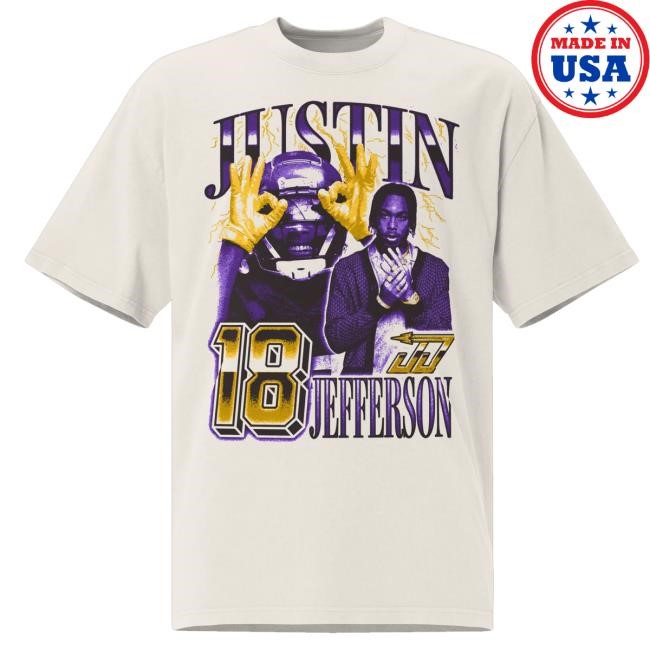Official Jjettas Merch Justin Jefferson Vintage Oversized T-Shirt Faded White Tee Shirt