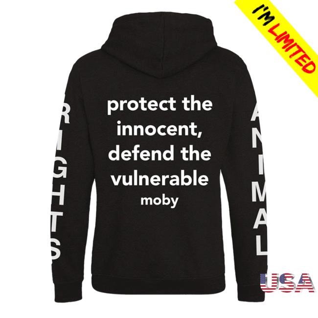 Limited Animal Rights Black Pull-On Protect The Innocent, Defend The Vulnerable Moby Zip Hoodie Store Moby