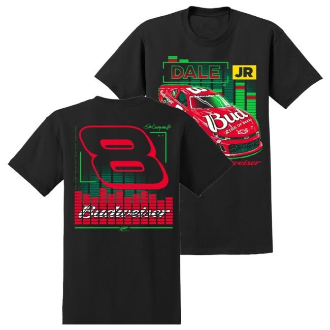Shopjrnation Merch Dale Earnhardt Jr #8 Budweiser Black Tee Shirt