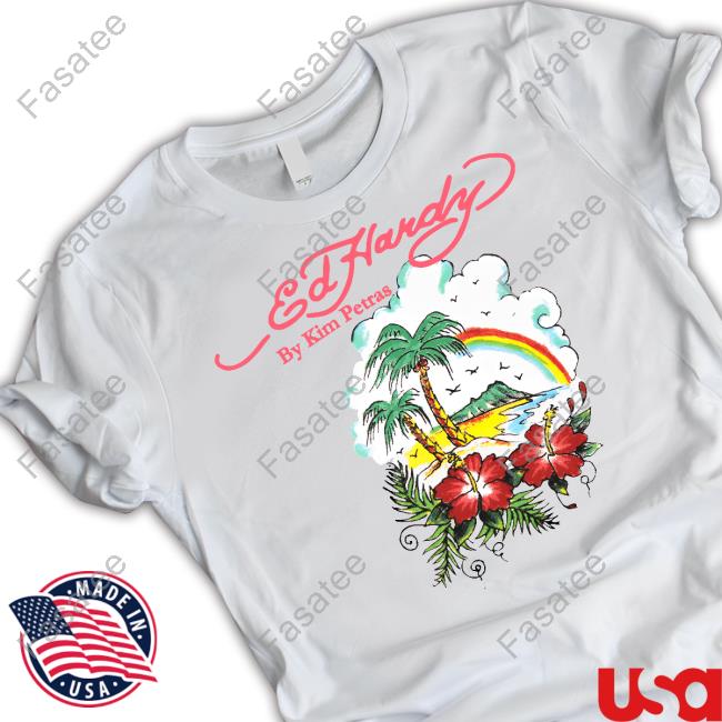 Tropical Scene Lettuce Edge Ed Hardy By Kim Petras Tee
