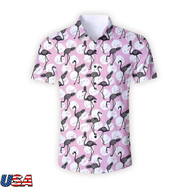 Official Pineapple Flamingo Ugly Hawaiian Shirt Pink Tee Shirt Forestcoral Store