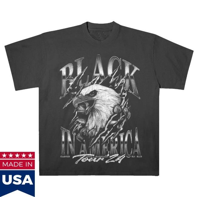 Official Vince Staples Merch Black In America Eagle Tour T-Shirt