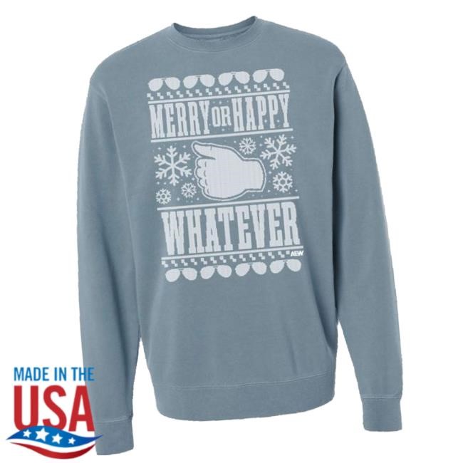 Official Shop Aew Merch Orange Cassidy - Merry Or Happy Whatever Holiday Sweatshirt