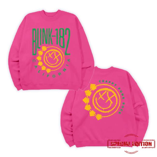 Original Blink182 Merch Store Blink182 Smiley Oversized Crewneck Tee - Purple Blink182merch Shop