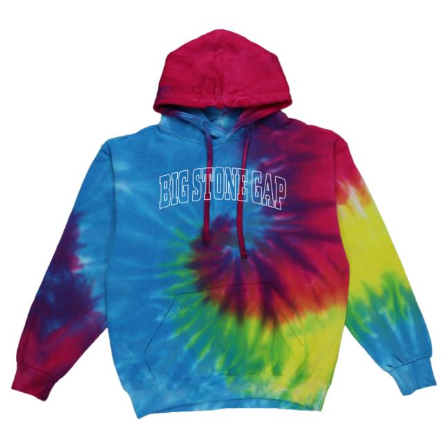 Official Hometown Apparel Clothing Merch Big Stone Gap Virginia Trendy Block Tie Dye Pullover Hoodie Reactive Rainbow