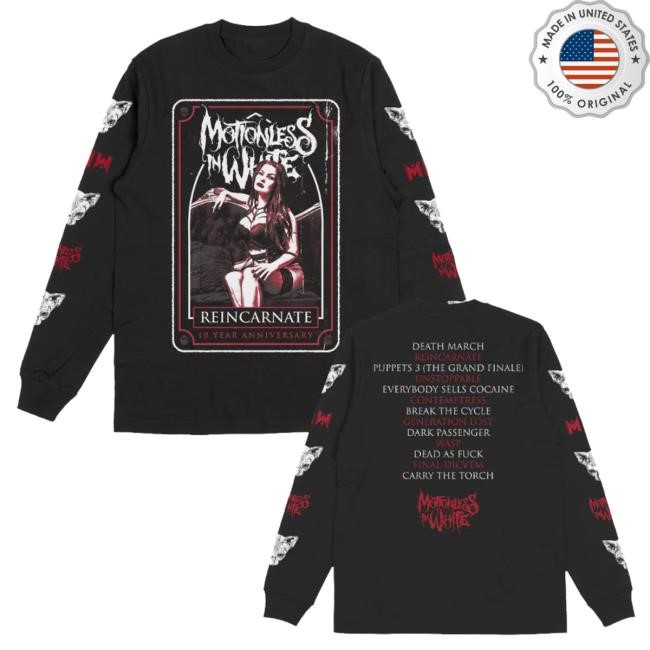 Motionless In White Merch The Queen Long Sleeve (Black) Crewneck Sweatshirt