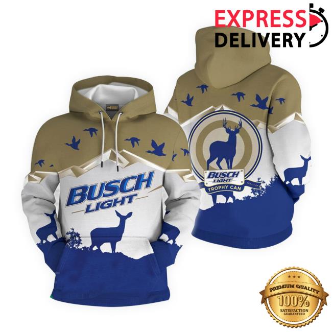 Busch Light Hoodie 3D Trophy Can Deer Hunting Beer Lovers Hoodie