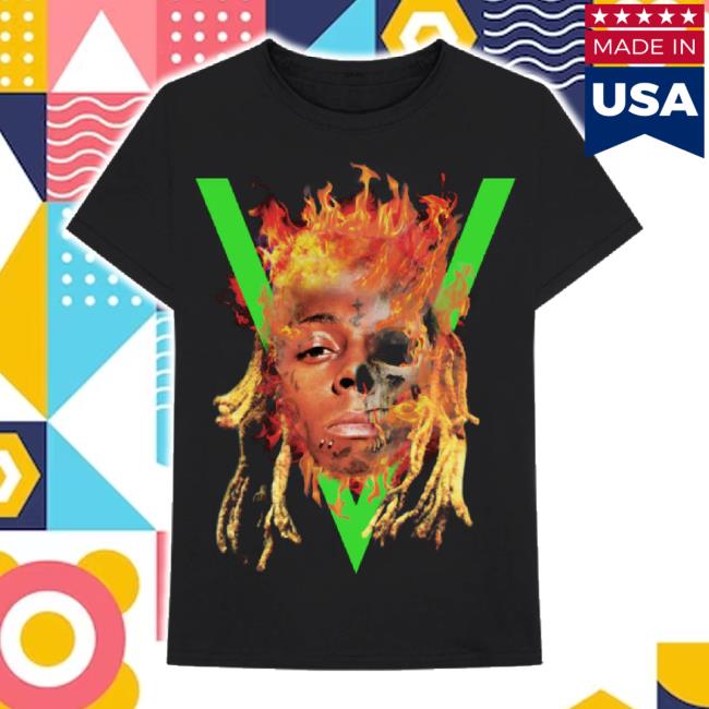 Trending Shop Li Wayne Merch Store Face Flames T-Shirt Shoplilwayne