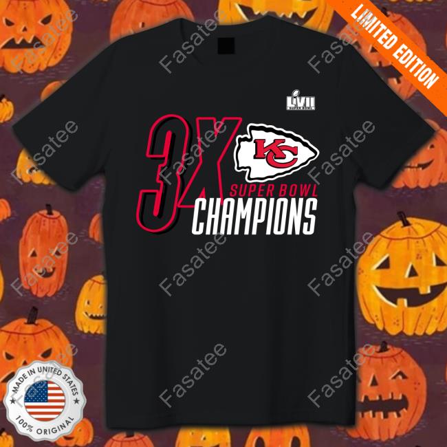 3X Super Bowl Champions Kansas City Chiefs Three Time World Champ Tee Shirt