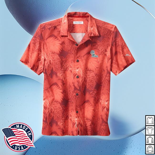 Mens Tommy Bahama Scarlet Mississippi Rebels Sport Luminescent Fronds Tee