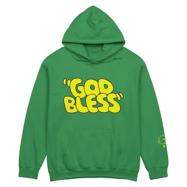 Sal Vulcano Comedy Merch God Bless Short Sleeve Tee Green Yellow
