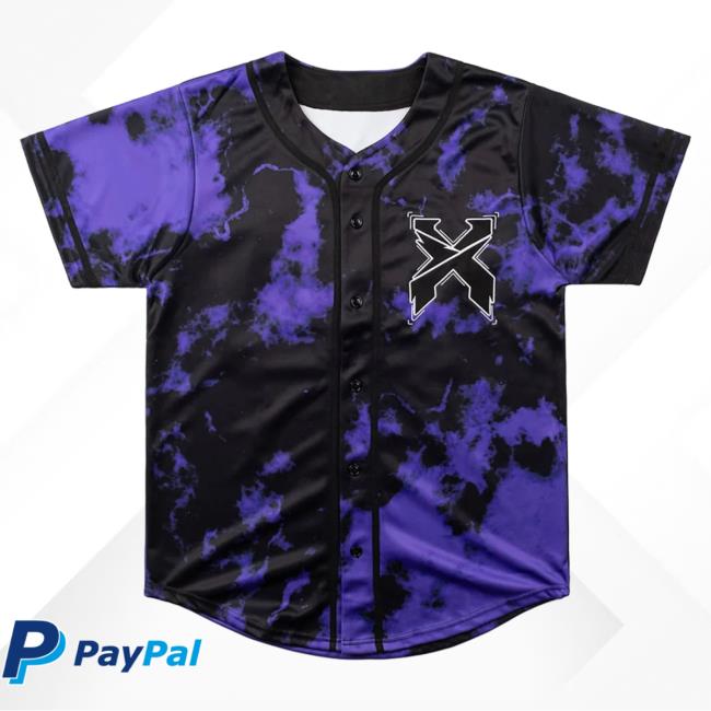 Official Excision Merch Headbanger Tie Dye Baseball Jersey Tee Purple
