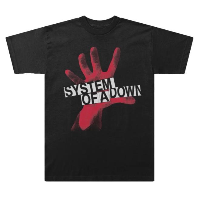System Of A Down Merch Self-Titled Red Hand Logo Crewneck Sweatshirt