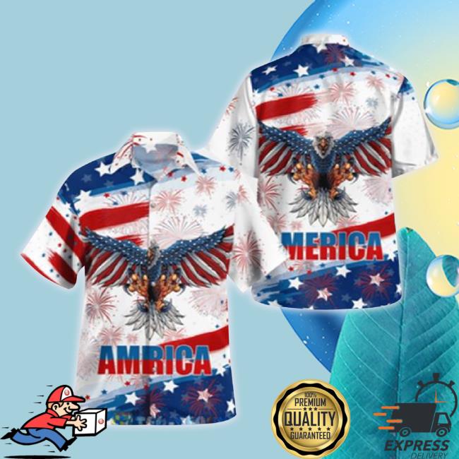Official 4Th Of July Independence Day Eagle America Hawaiian New Shirt