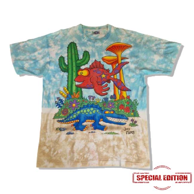 Trending Vintage Liquid Blue Long Sleeve Tee Rare! 1992 Joey Mars Stoned Fish Tie Dye All Over Print Single Stitch Made In Usa