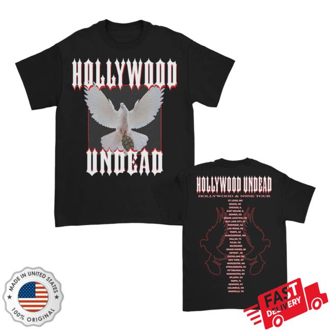 Hollywood Undead Merch Store Hollywood & N9ne 2023 Tour Tshirt Black HollywoodUndead